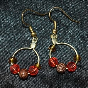 Amber and Brown Color Earrings